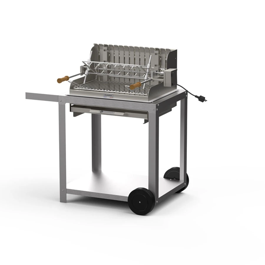 Barbecue Tournebroche Le Marquier Mendy 54x32 Inox Avec Chariot