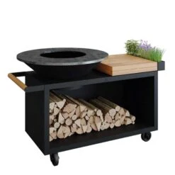 Brasero Barbecue Island Black 100 PRO Bois De Teck Ofyr | Le Repaire Du Chef