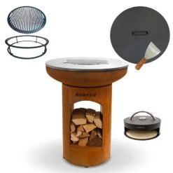 Pack Brasero Bonbiza Ouvert Corten Avec Accessoires BonFeu