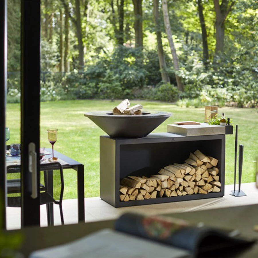 Brasero Plancha Island Black 85 Bois De Teck Ofyr | Le Repaire Du Chef â Image 2