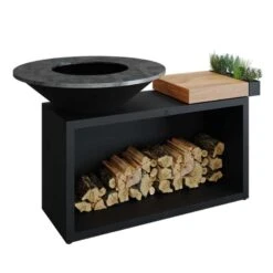 Brasero Plancha Island Black 100 Bois De Teck Ofyr | Le Repaire Du Chef