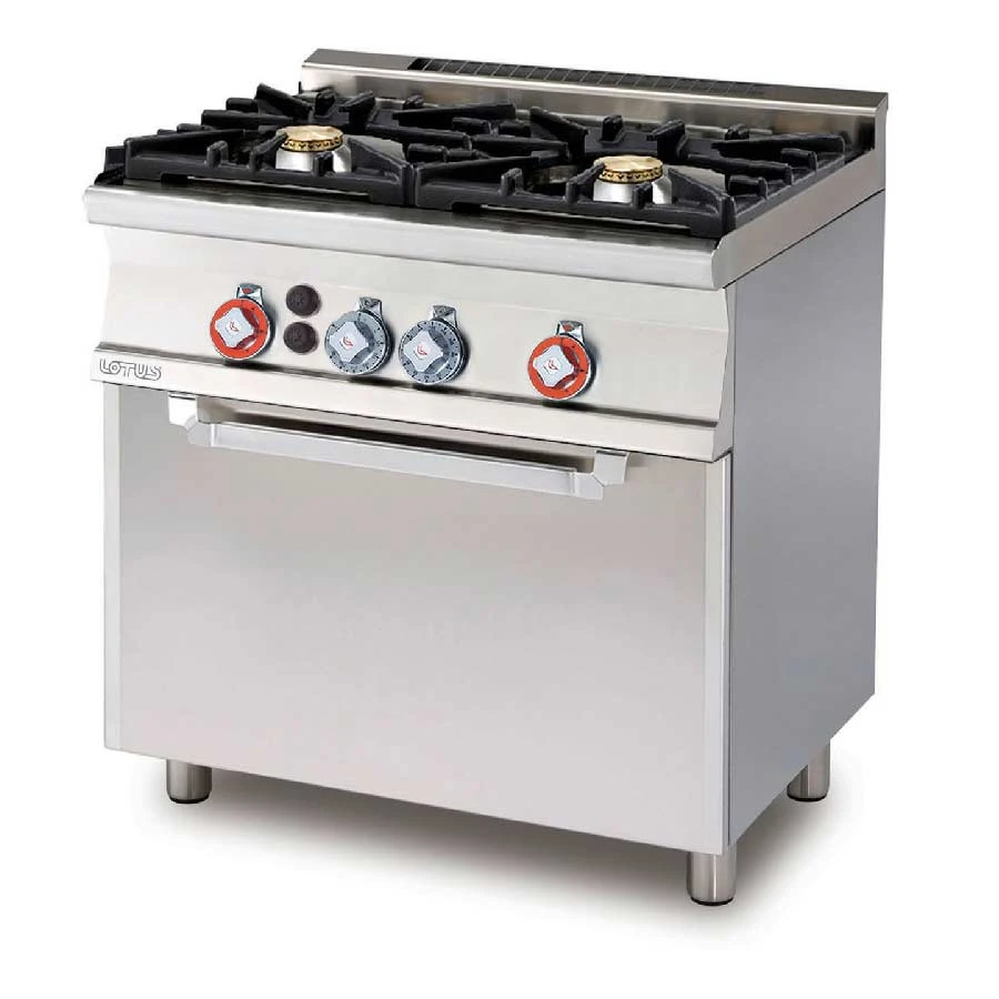 Piano De Cuisson Professionnel Lotus Deux Feux Four Gaz